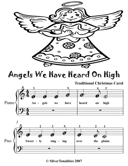 Angels We Have Heard On High Beginner Piano Sheet Music Tadpole Edition Page 2