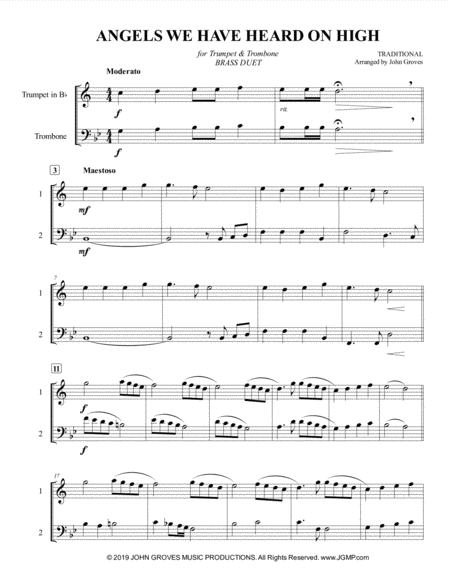 Angels We Have Heard On High Brass Duet For Trumpet Trombone Page 2