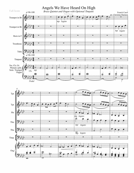 Angels We Have Heard On High Brass Quintet With Optional Organ And Timpani Page 2