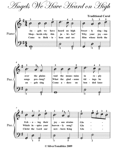 Angels We Have Heard On High Easiest Piano Sheet Music Page 2