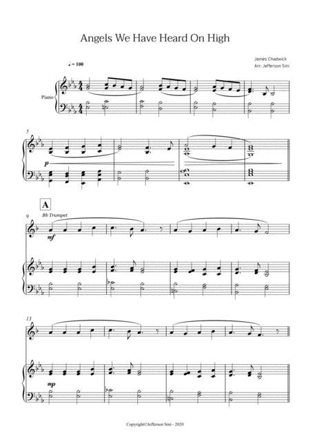 Angels We Have Heard On High For Bb Trumpet Piano Page 2