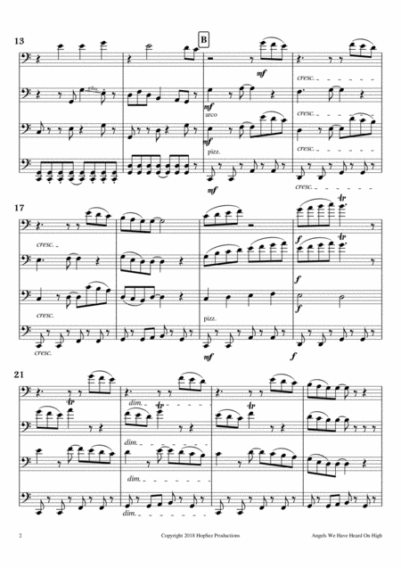 Angels We Have Heard On High For Cello Quartet Page 2