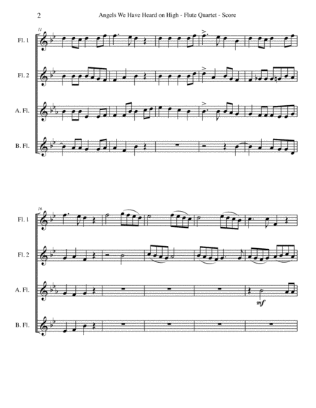 Angels We Have Heard On High For Flute Quartet Page 2