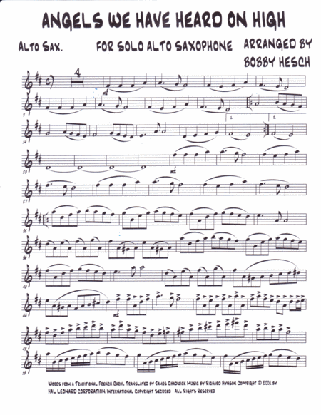 Angels We Have Heard On High For Solo Alto Saxophone Page 2