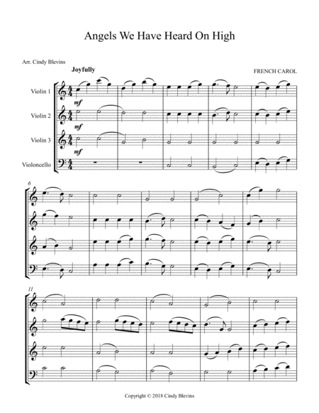 Angels We Have Heard On High For Three Violins And Cello Page 2