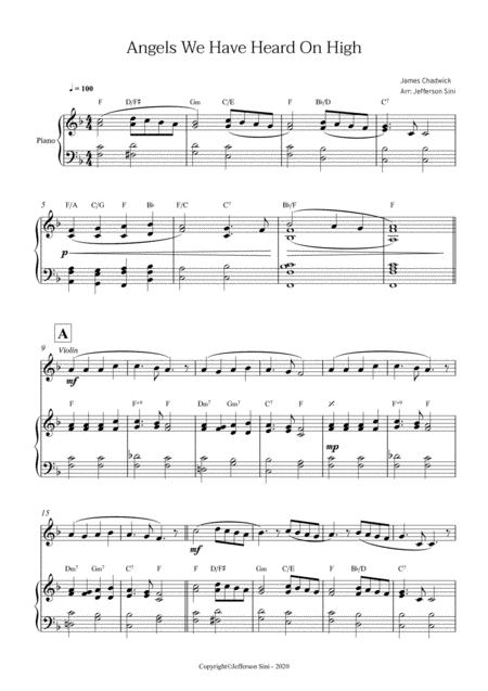Angels We Have Heard On High For Violin Piano And Chords Page 2