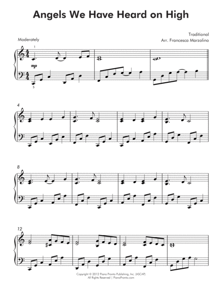 Angels We Have Heard On High Intermediate Piano Page 2