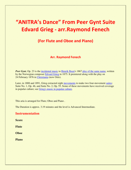 Anitras Dance From Peer Gynt Flute Oboe And Piano Page 2