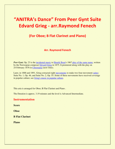 Anitras Dance From Peer Gynt Oboe B Flat Clarinet And Piano Page 2