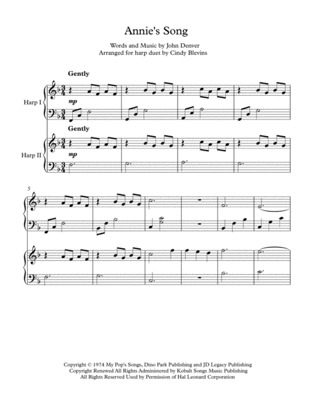 Annies Song For Harp Duet Piano Can Play Too Page 2