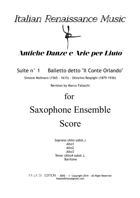 Antiche Danze E Arie Per Liuto Ancient Dances And Airs For Lute Italian Music Series For Saxophone Renaissance Music Page 2