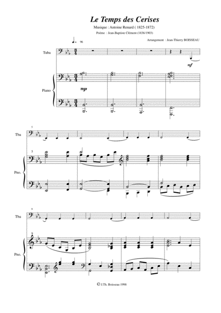 Antoine Renard Le Temps Des Cerises Arranged For Tuba And Piano Page 2