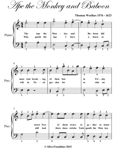 Ape The Monkey And Baboon Easy Piano Sheet Music Page 2