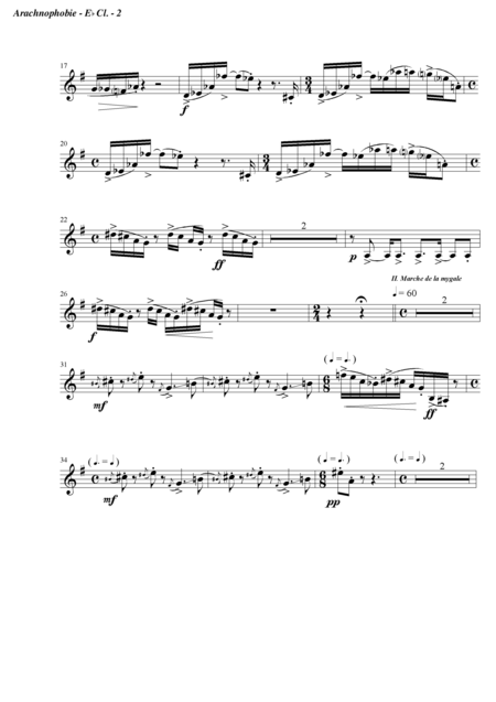 Arachnophobia For Clarinet Quartet Set Of Parts Page 2