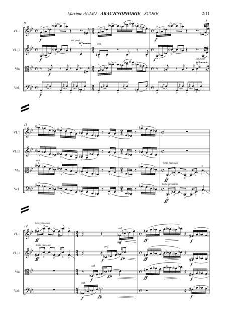 Arachnophobia For String Quartet Score Page 2