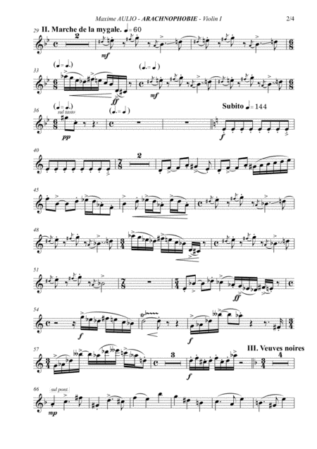 Arachnophobia For String Quartet Set Of Parts Page 2