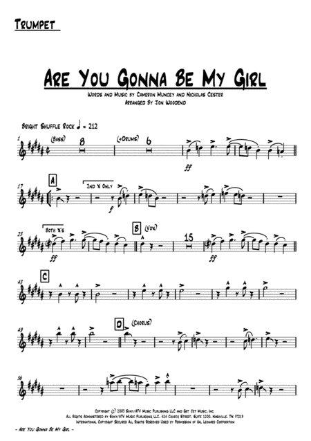 Are You Gonna Be My Girl 7 Piece Horn Chart Page 2