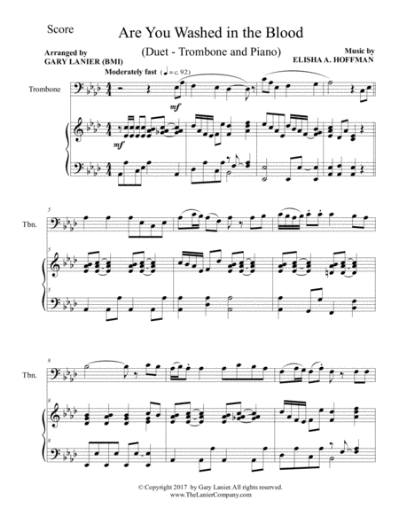 Are You Washed In The Blood Duet Trombone Piano With Score Part Page 2