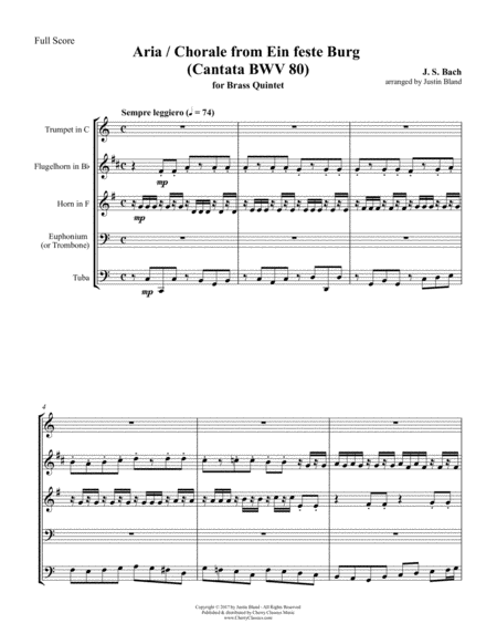 Aria And Chorale From Ein Feste Burg Cantata Bwv 80 For Brass Quintet Page 2