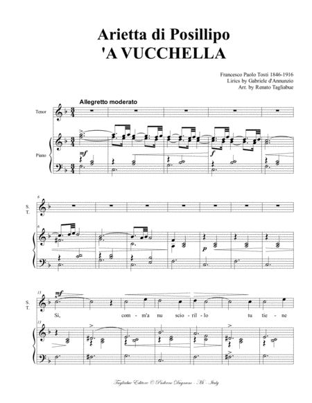 Arietta Di Posillipo A Vucchella F P Tosti For Tenor And Piano Page 2