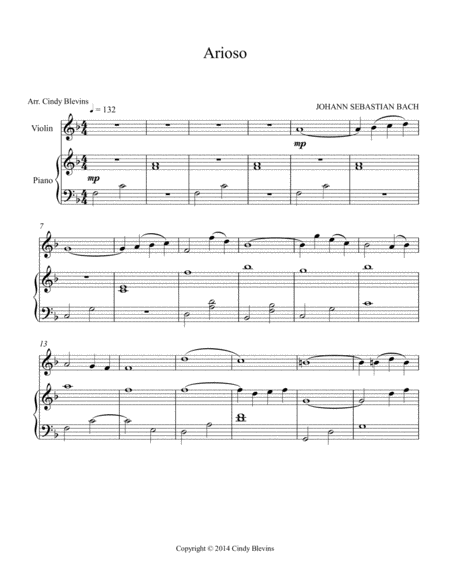 Arioso Arranged For Piano And Violin Page 2