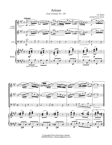 Arioso Largo From Cantata 156 For Piano Trio Page 2