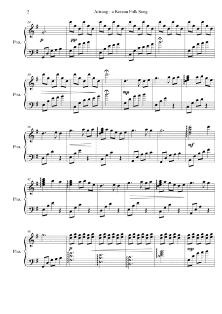 Arirang A Folk Song From Korea Piano Solo Page 2
