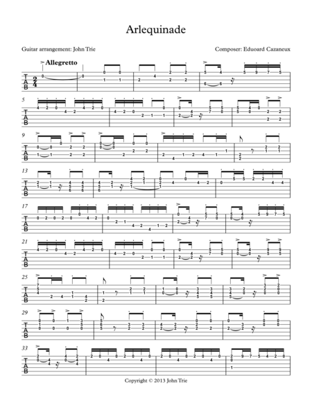 Arlequinade Guitar Tablature Page 2