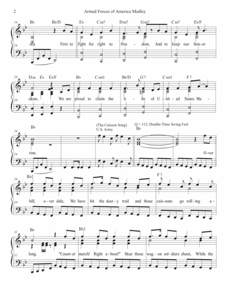 Armed Forces Of America Medley Solo Piano Bb With Lyrics Page 2