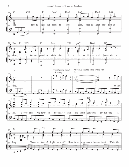 Armed Forces Of America Medley Solo Piano C With Lyrics Page 2