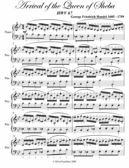 Arrival Of The Queen Of Sheba Easy Piano Sheet Music Page 2