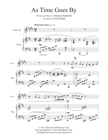 As Time Goes By Tenor Sax Piano Intermediate Page 2