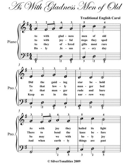 As With Gladness Men Of Old Easiest Piano Sheet Music Page 2