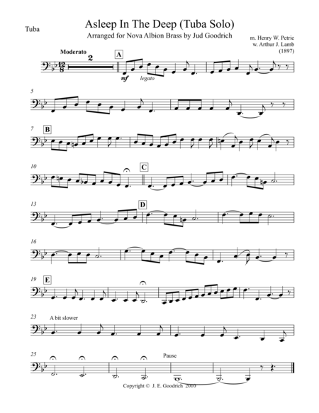 Asleep In The Deep Tuba Solo Arranged For Brass Quintet Page 2