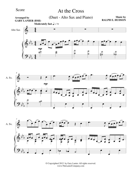 At The Cross Duet Alto Sax And Piano Score And Parts Page 2