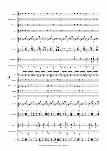 Au Claire De La Lune Arranged For Country Band Page 2