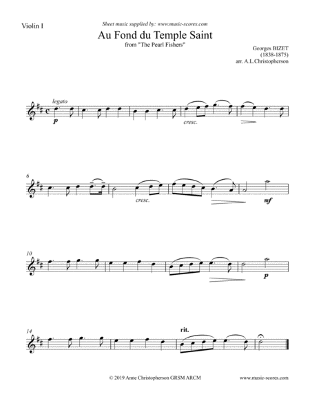 Au Fond Du Temple Saint Duet Theme Only From The Pearl Fishers Page 2