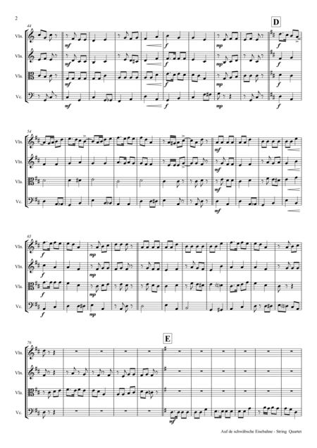 Auf Der Schwbsche Eisebahne Swabian Anthem Oktoberfest String Quartet Page 2