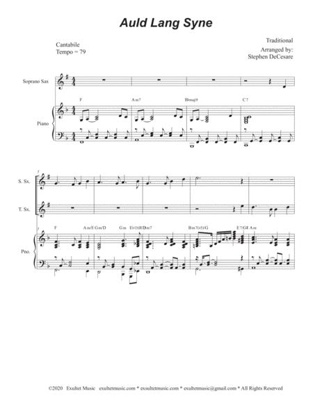 Auld Lang Syne Saxophone Quartet And Piano Page 2