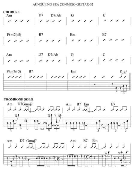 Aunque No Sea Conmigo Guitar Tab Trombone Arrangement Page 2