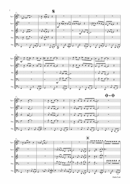 Aura Lee Love Me Tender Elvis Brass Quintet Page 2