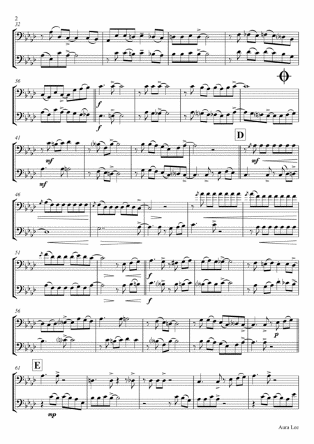 Aura Lee Love Me Tender Elvis Duet Trombone Page 2