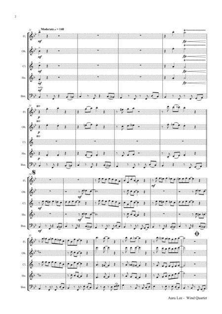 Aura Lee Love Me Tender Wind Quintet Page 2