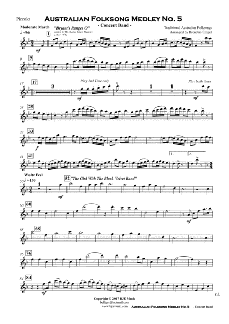 Australian Folksong Medley No 5 Concert Band Page 2