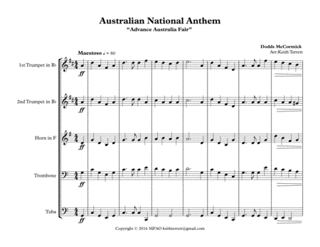 Australian National Unofficial Anthem For Brass Quintet Page 2