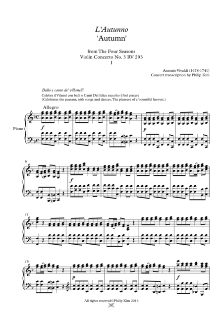 Autumn Complete From The Four Seasons By Vivaldi For Piano Solo Page 2