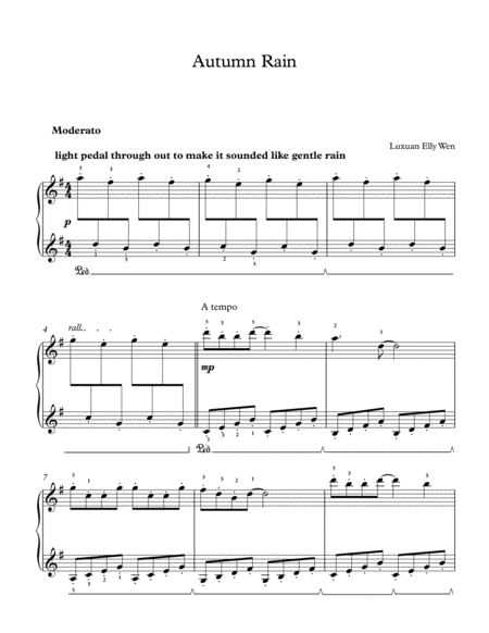 Autumn Rain Intermediate Piano Pedagogical Music For Short Touches Page 2