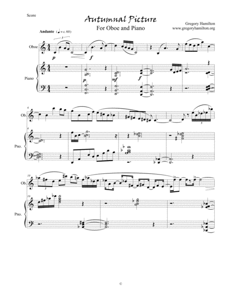 Autumnal Picture For Oboe And Piano By Gregory Hamilton Page 2