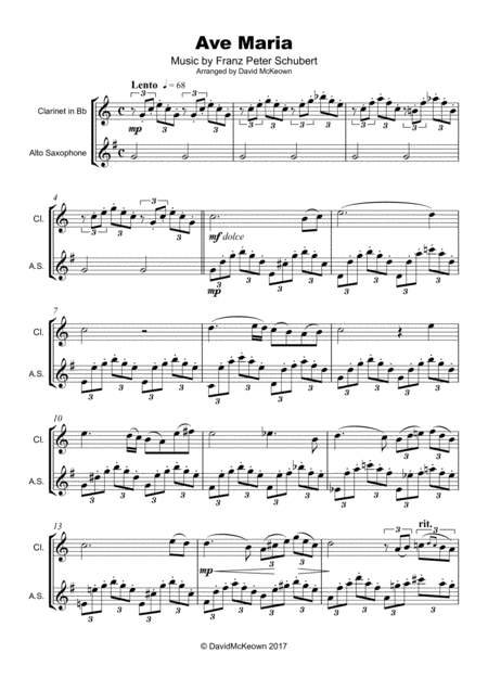 Ave Maria By Franz Schubert Clarinet And Alto Saxophone Duet Page 2