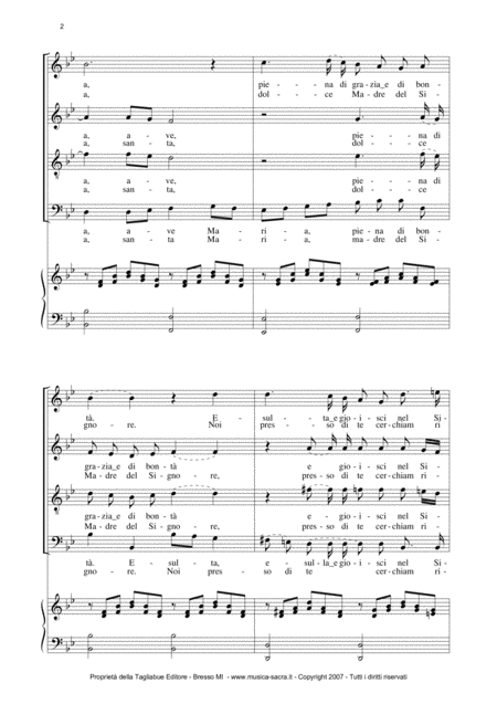 Ave Maria By Schubert Italian Lyrics Choir Satb With Choir Parts Page 2